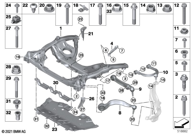 Frnt axle support,wishbone/tension strut