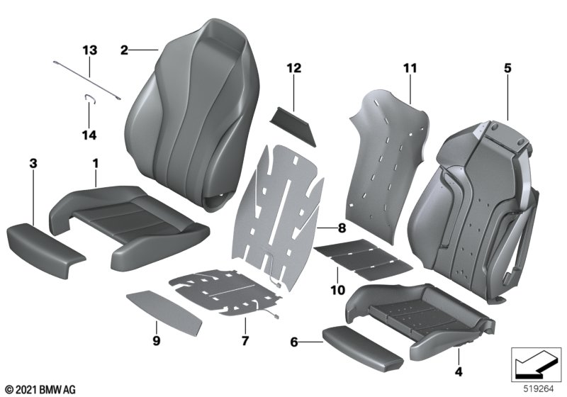 Front seat, uph.and cover, M sports seat
