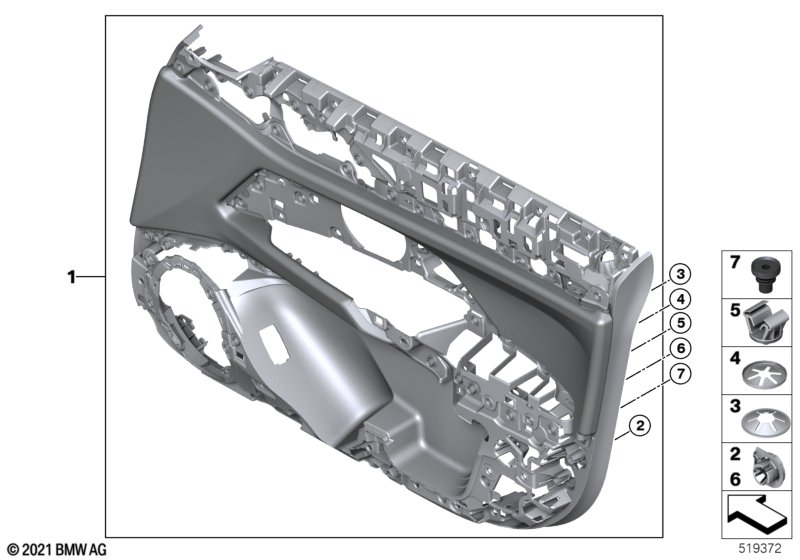 Door trim panel, front