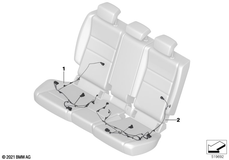 Rear seat wiring set