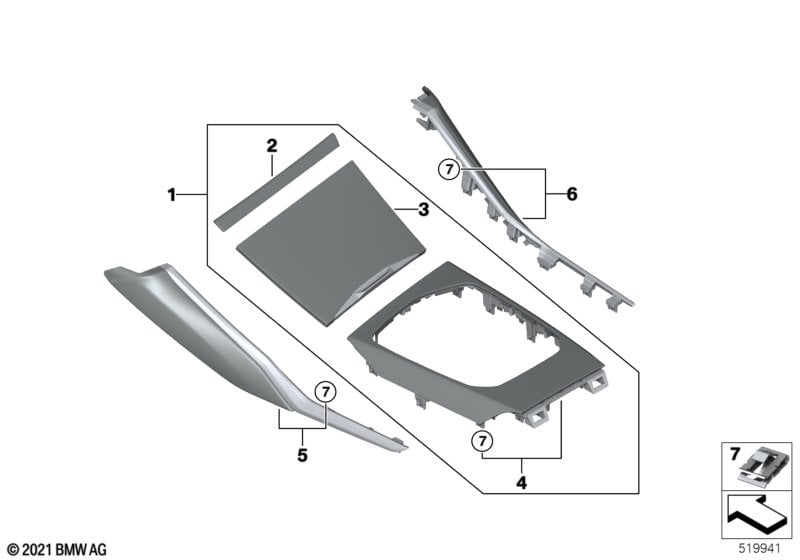 Decor trims, centre console