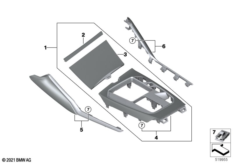 Decor trims, centre console