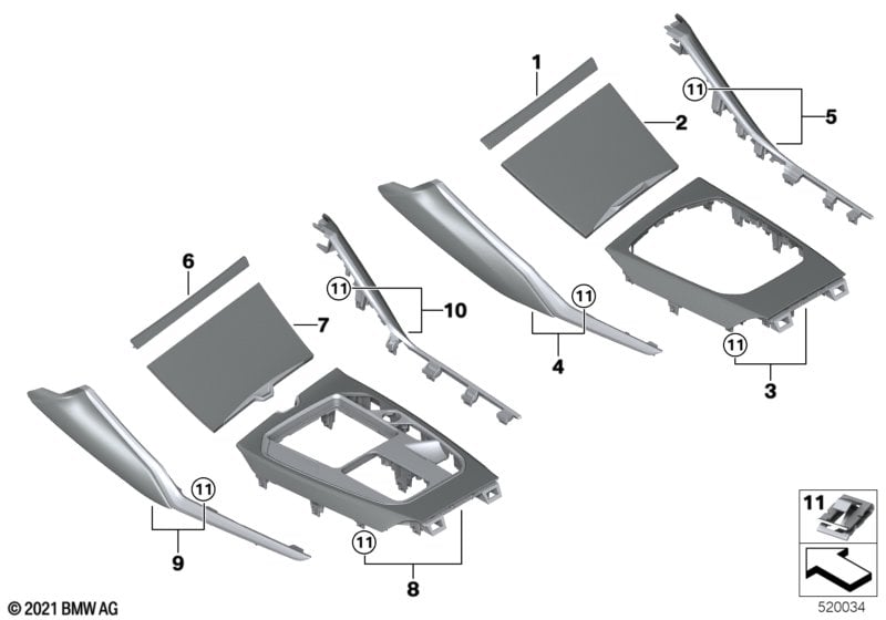 Decor trims, centre console
