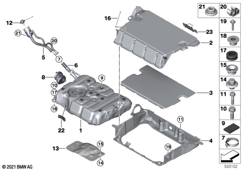 Fuel tank/mounting parts
