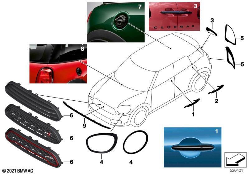 MINI accessori esterni Piano Black
