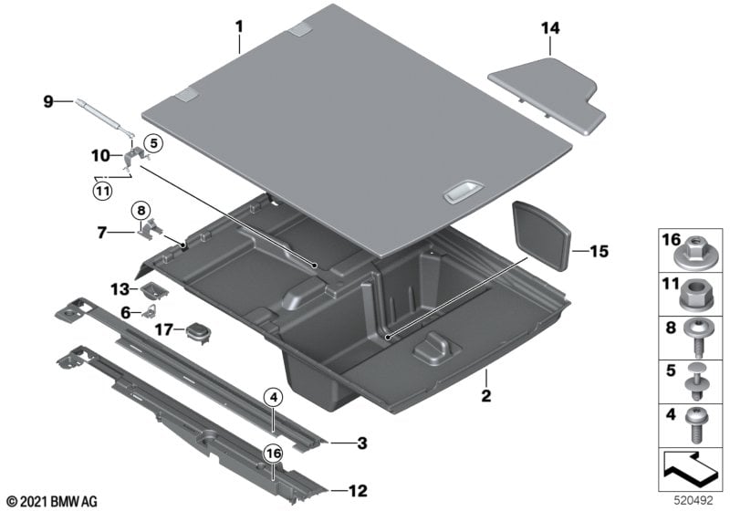 Trim panel, trunk floor