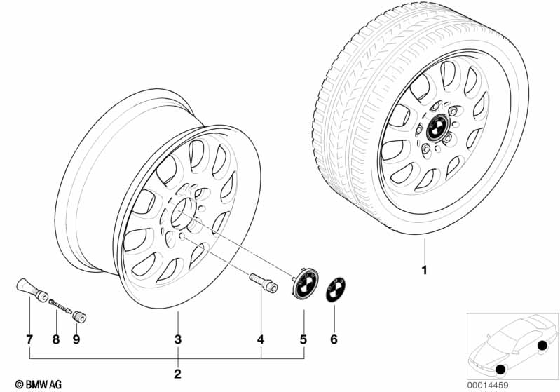 BMW light alloy wheel, ellips. styl. 46
