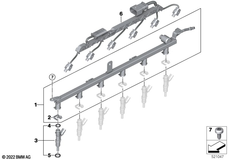 Low-pressure rail / injector