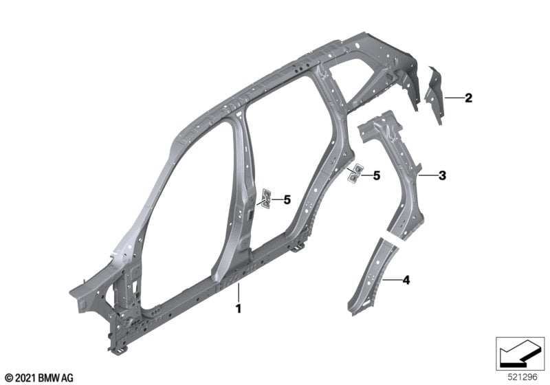 Side frame section, center