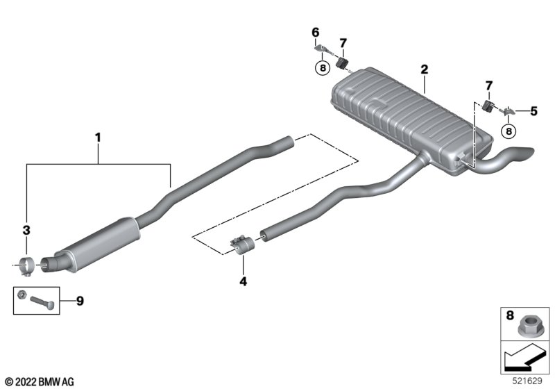 Exhaust system, rear