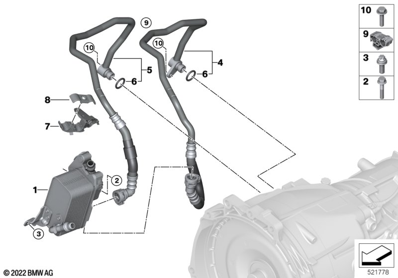 Transmission oil cooler/oil cooler line