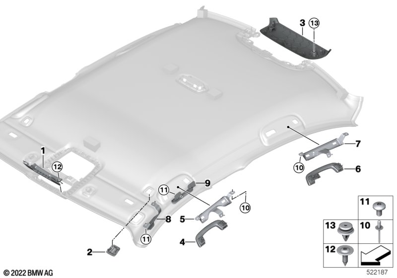 Mounting parts, roof antenna