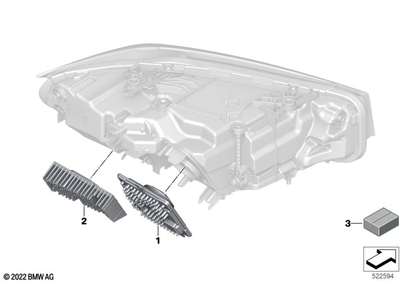 Single parts, headlight electronics