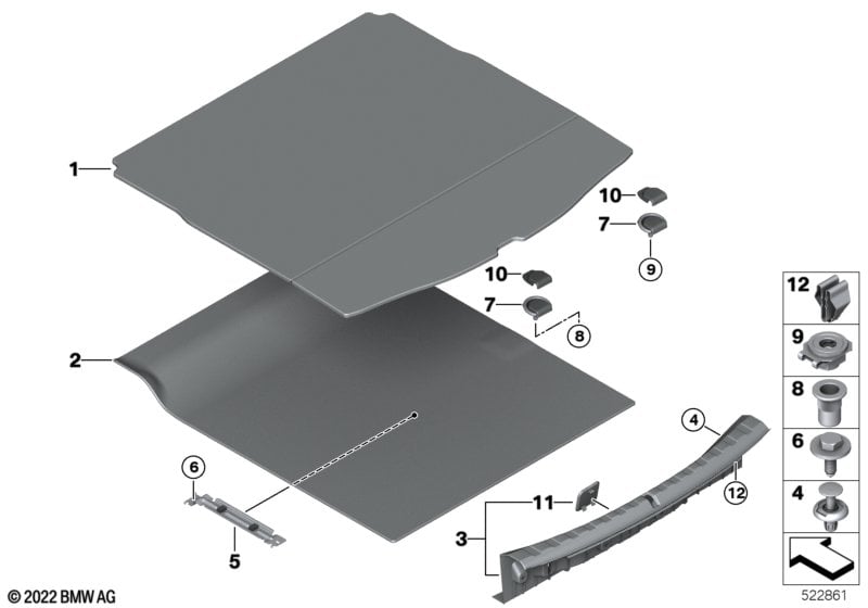 Trim panel, trunk floor