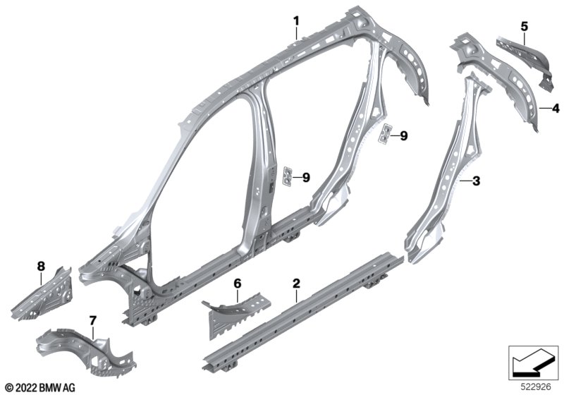 Side frame section, center