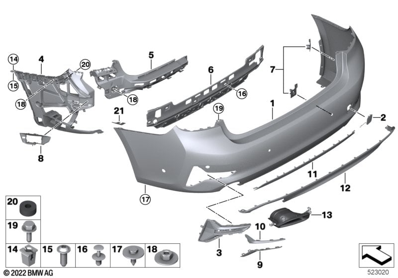 Trim cover, rear