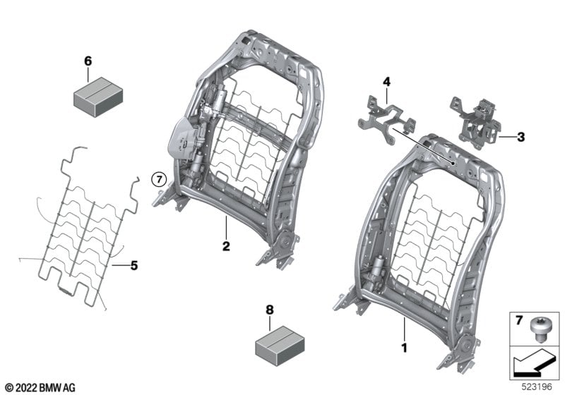 Seat, front, backrest frame