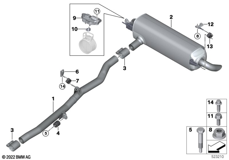 Exhaust system, rear