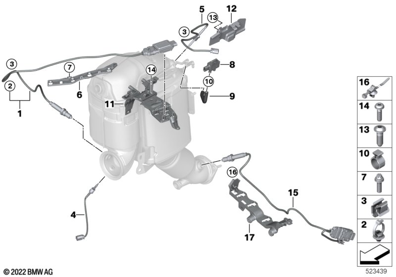 Diesel part.filter sens./mounting parts