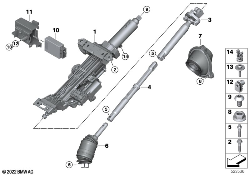 Electron.steer. column adj./add-on parts