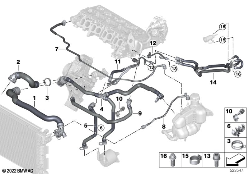 Cooling system coolant hoses