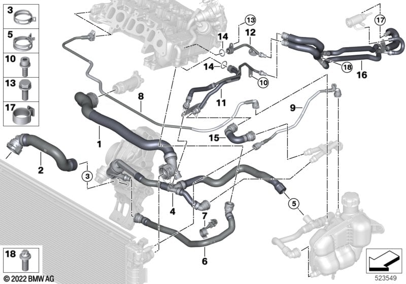 Cooling system coolant hoses