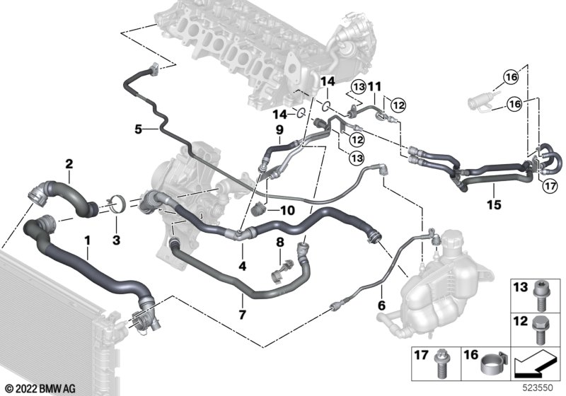 Cooling system coolant hoses