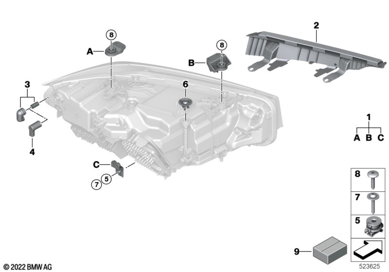 Single components for headlight