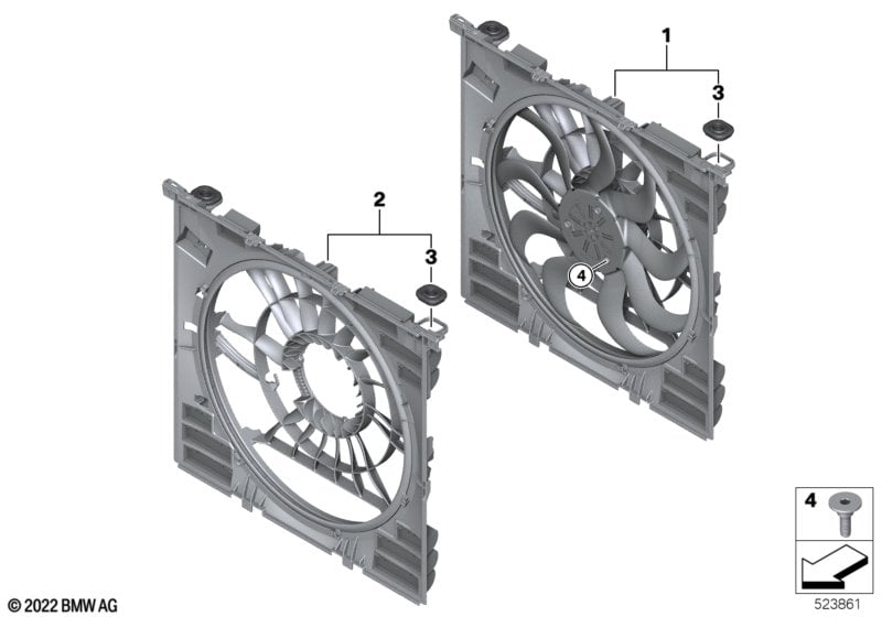 Fan housing, mounting parts