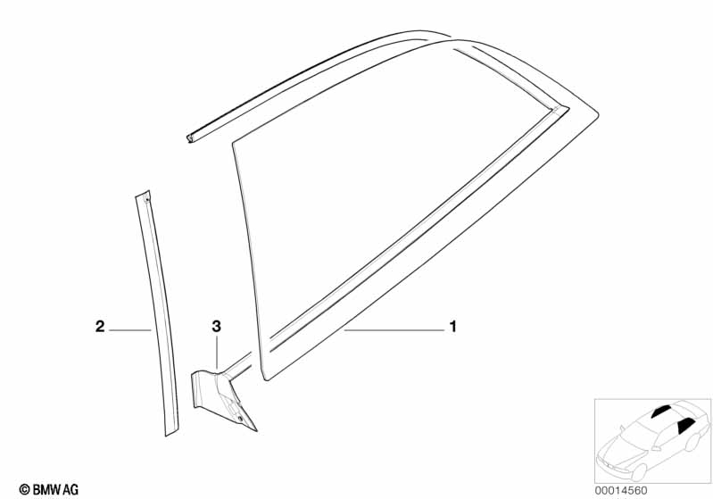 Side window, fixed position