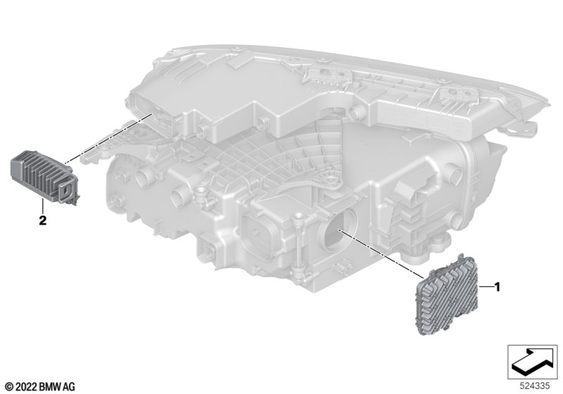 Single parts, headlight electronics