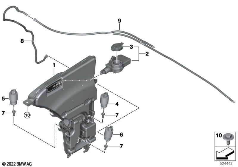 Sep.components f.washer fluid reservoir