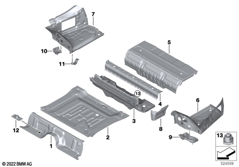 Mounting parts for trunk floor panel