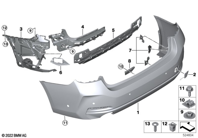 Trim cover, rear