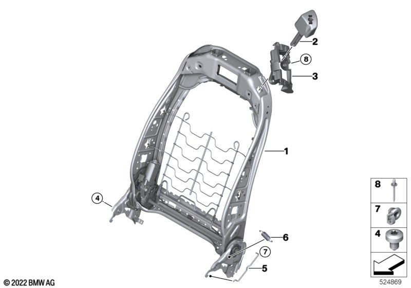 Seat, front, backrest frame