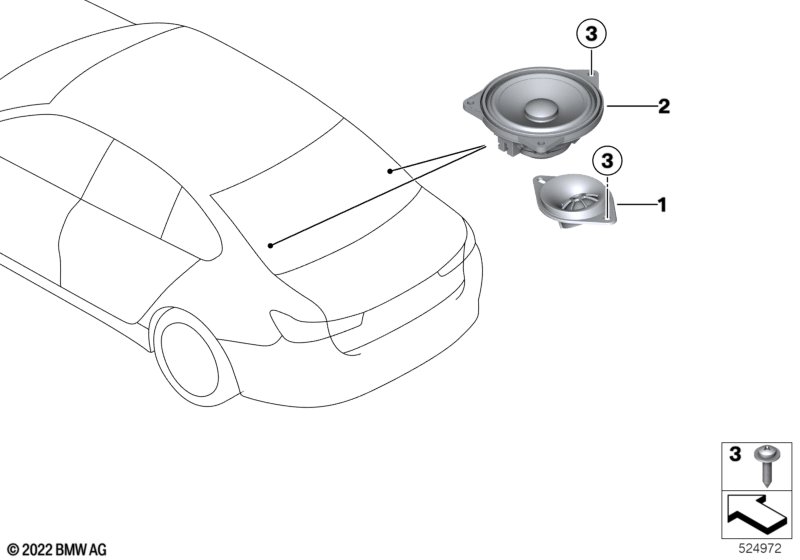 Single parts f rear helf loudspeaker