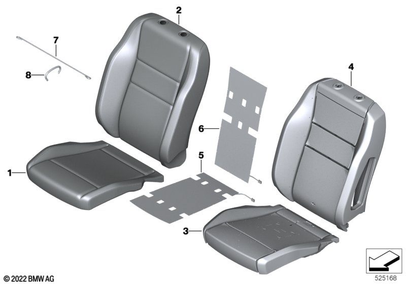 Seat front, upholstery & cover base seat