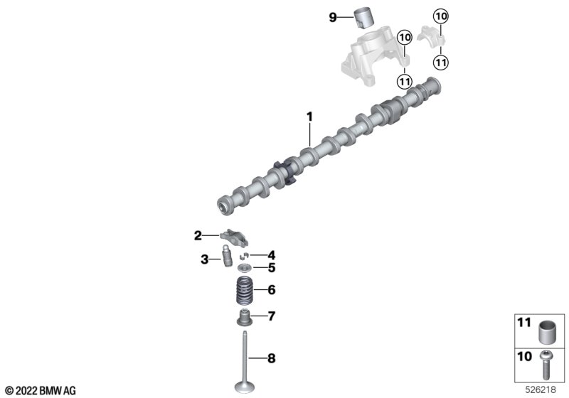 Valve timing gear, camshaft, outlet