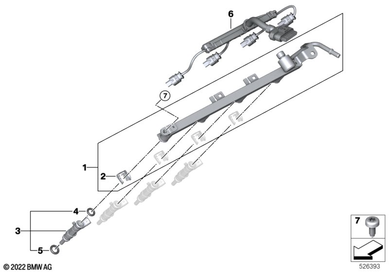 Low-pressure rail / injector