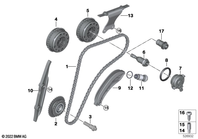timing gear timing chain top - VANOS