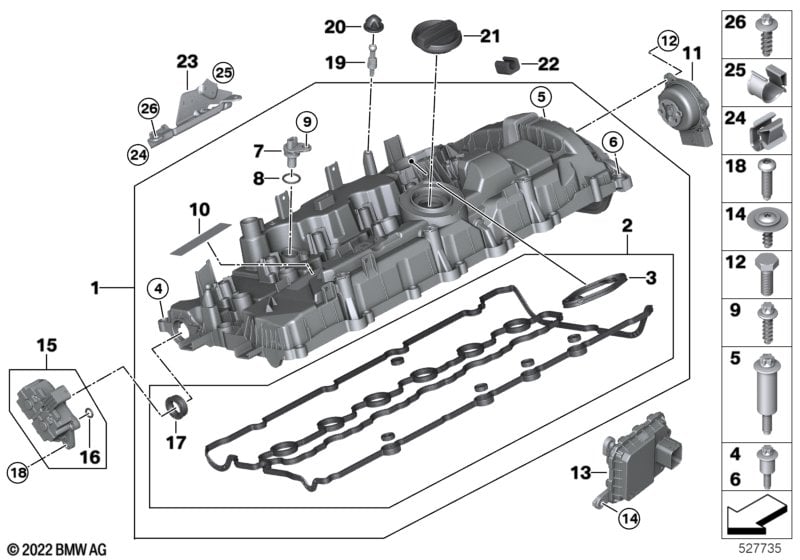 Cylinder head cover/Mounting parts