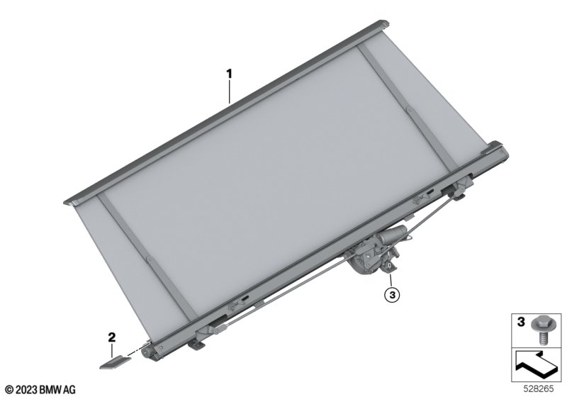 Sun blind, rear window shelf