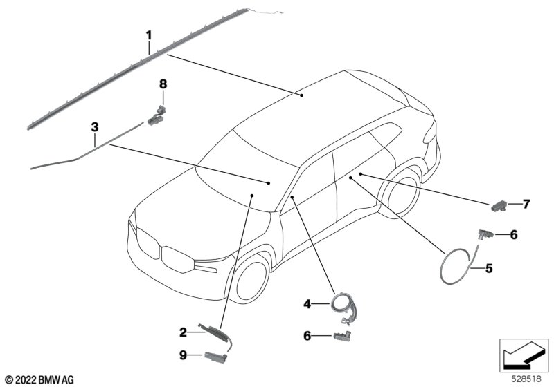 Fiber-optic conductor, vehicle interior