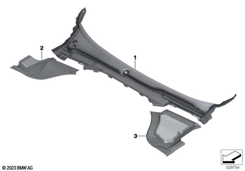 Trim, windshield cowl, outer