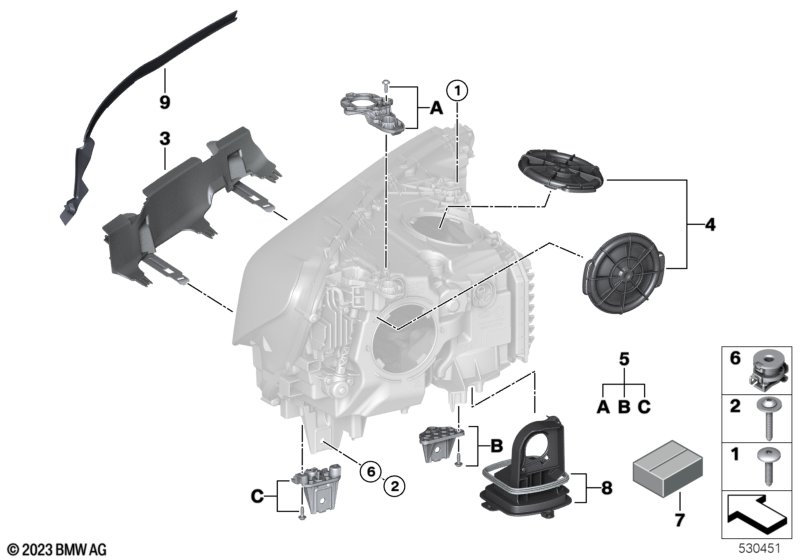 Single components for headlight