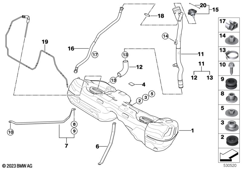 Fuel tank/mounting parts