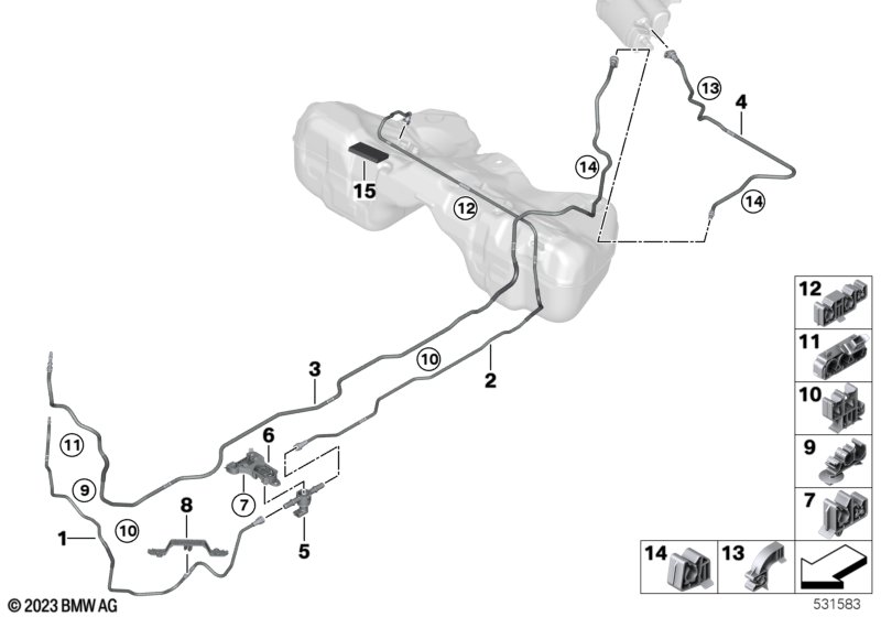 Fuel pipe and mounting parts