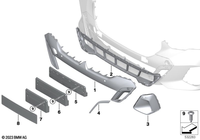 M trim decor elements, front