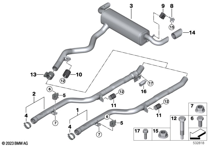 Exhaust system, rear