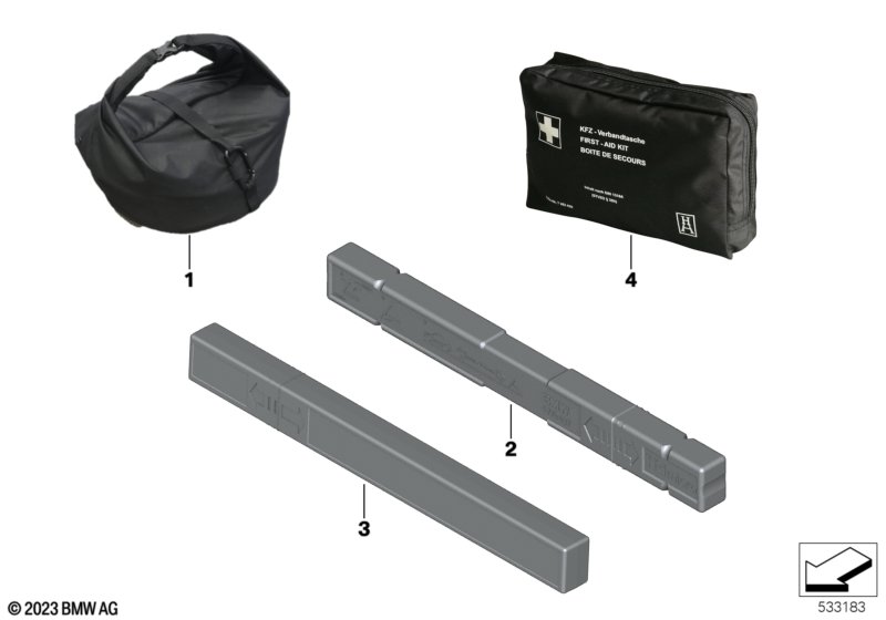 Warning triangle and first aid kit
